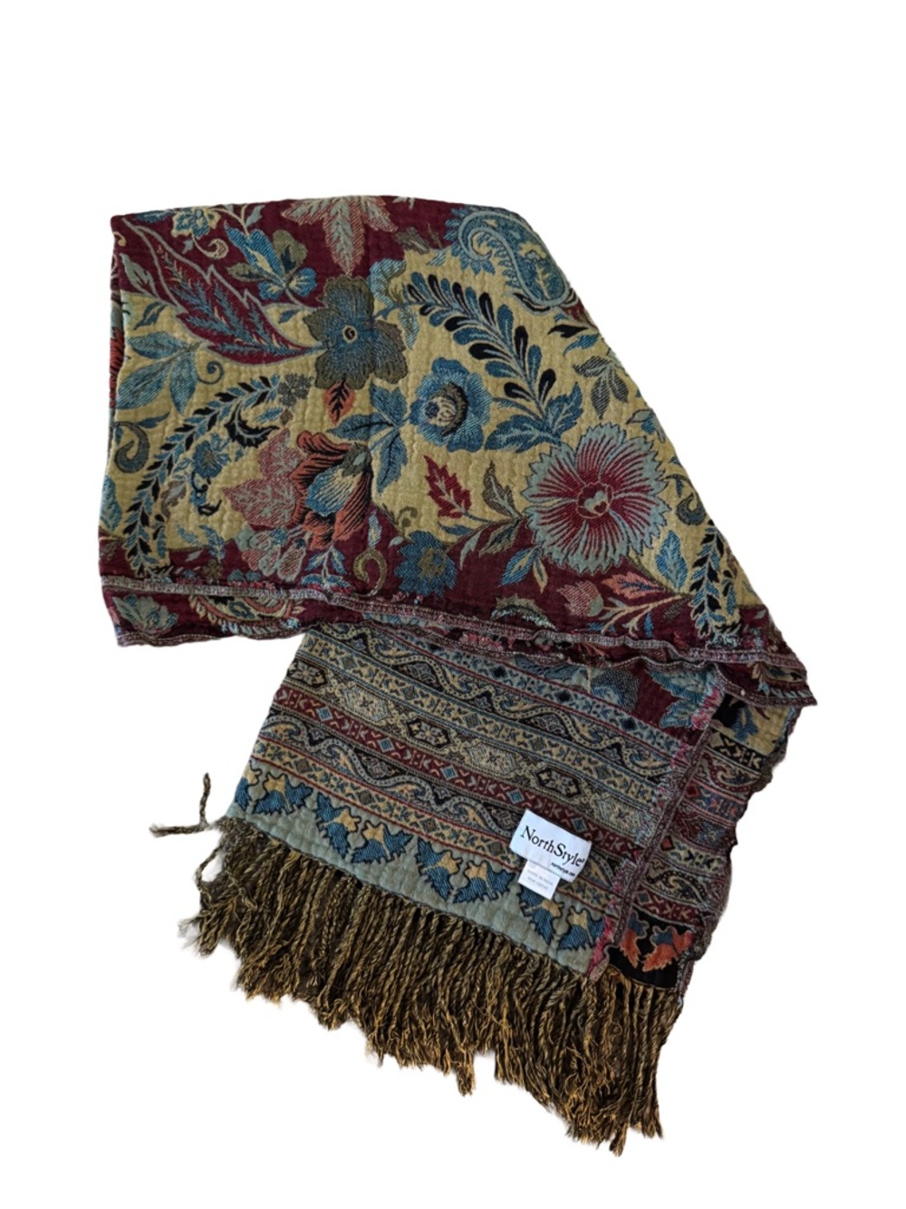 NorthStyle Women’s Floral Bohemian Scarf with Fringe